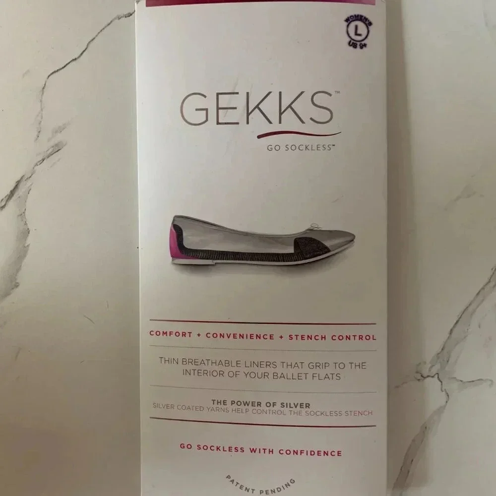 NWT Gekks Black Ballet Flats Shoe Insoles Large 9-11.5 Antimicrobial Breathable